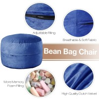 [Velvet Fabric] Giant Bean Bag Chair: 6 Ft Memory Foam Bean Bag Chairs For Adults With Filling Adult/Kids Bean Bag Chair With Filler Included Soft Faux Fur Fabric Black 6 Foot