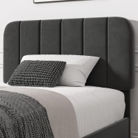 Vecelo Twin Size Upholstered Bed Frame With Adjustable Headboard Velvet Platform Bedframe Mattress Foundation Strong Wood Slat