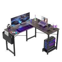 Sweetcrispy L Shaped Desk Gaming Computer 50 Inch Reversible Corner Table Pc Work Table For Writing Study Student With Wood Tabl