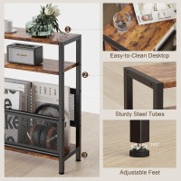 Narrow Side Table With Storage Shelf 3Tier Slim End Table For Small Space Small Bedside Table Skinny Nightstand With Magazin