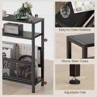 Narrow Side Table With Storage Shelf 3Tier Slim End Table For Small Space Small Bedside Table Skinny Nightstand With Magazin