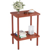 Apicizon 2 Tier End Table Boho Side Table With Storage Shelf Nightstand Bedside Table For Small Spaces Bedroom Living Room