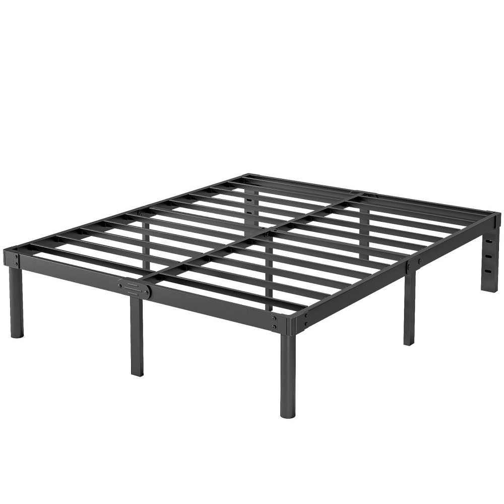 Viisari 18 Inch California King Bed Frames Metal Platform No Box Spring Needed Easy Assembly Heavy Duty No Noise Black V400618B