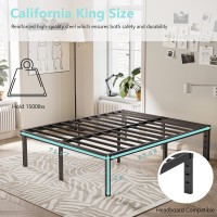 Viisari 18 Inch California King Bed Frames Metal Platform No Box Spring Needed Easy Assembly Heavy Duty No Noise Black V400618B