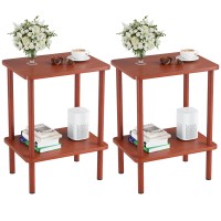 Apicizon 2 Tier End Table Set Of 2 Boho Side Table With Storage Shelf Nightstand Bedside Table For Small Spaces Bedroom Livi