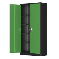 Greenvelly Metal Garage Storage Cabinet With 2 Doors And 4 Adjustable Shelves 72 H Steel Lockable Storage Cabinet Tall Metal