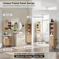 Redlemon Over The Toilet Storage Cabinet With Fluted Sliding Door 68 Tall Wood Space Saver Wfaux Marble Top Adjustable She