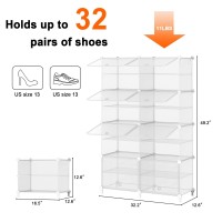 Awtatos Shoe Rack 8 Tier Shoe Storage Cabinet With Door 32 Pair Shoe Organizer Shelves For Closet Hallway Bedroom Entryway Tr