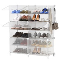 Awtatos Shoe Rack 6 Tier Shoe Storage Cabinet With Door 24 Pair Shoe Organizer Shelves For Closet Hallway Bedroom Entryway Tr