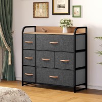 Dwvo Fabric Dresser With 7 Drawers Black Dresser Chest Of Drawers Storage Tower With Large Capacity Organizer Unit For Bedr