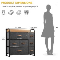 Dwvo Fabric Dresser With 7 Drawers Black Dresser Chest Of Drawers Storage Tower With Large Capacity Organizer Unit For Bedr