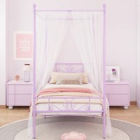 Weehom Twin Canopy Bed Frame With Headboard And Footboard 4 Posters Metal Bed Frame No Box Spring Needed Mattress Foundation