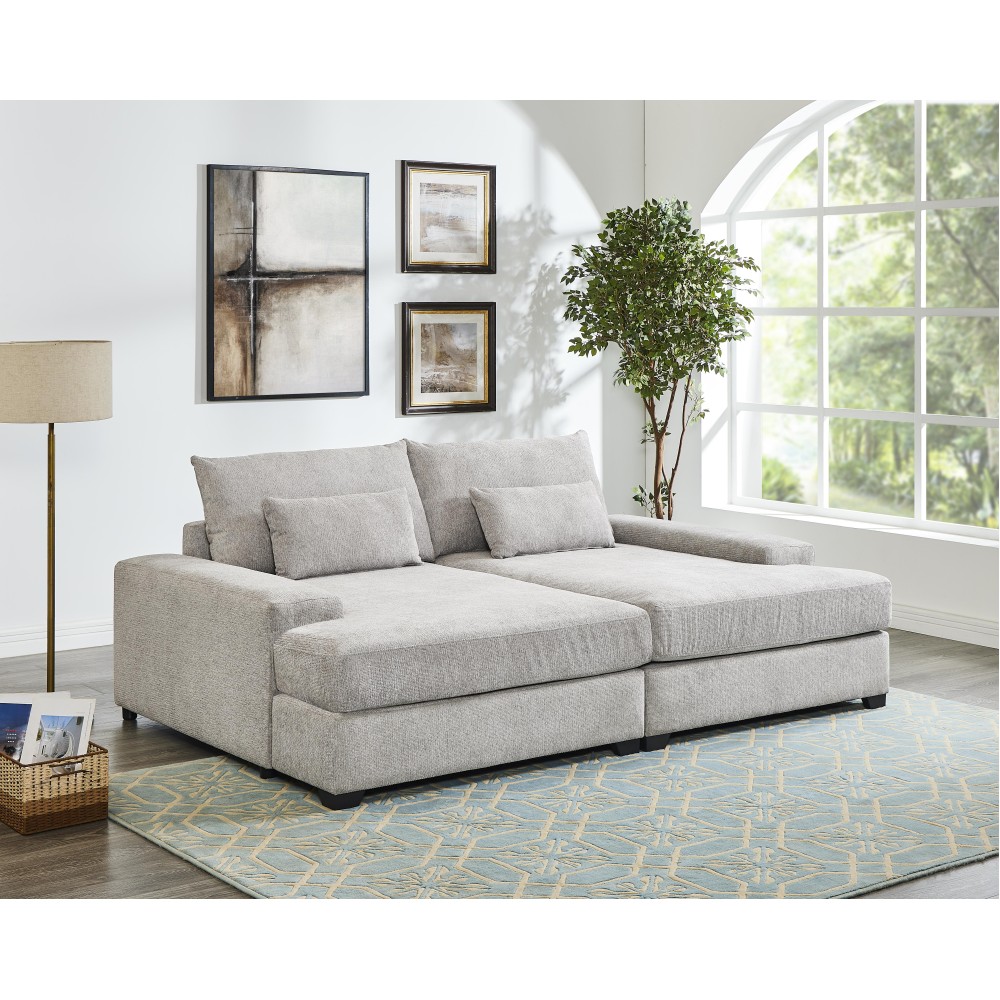 Jaylee Light Gray Fabric 88 Wide Oversized Sleeper Sofa