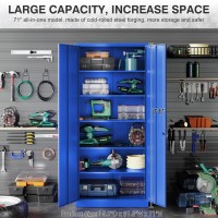 Sisesol Blue Metal Storage Cabinet With 6 Shelves Garage Storage Cabinet With Lock Metal Cabinet With Locking Doors Steel Cabine