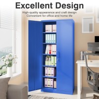 Sisesol Blue Metal Storage Cabinet With 6 Shelves Garage Storage Cabinet With Lock Metal Cabinet With Locking Doors Steel Cabine