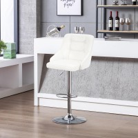 Brage Living Swivel Bar Stool With Back Adjustable Pu Leather Tufted Barstool Upholstered Counter Height Airlift Bar Chair For