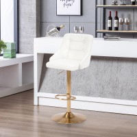 Brage Living Swivel Bar Stool With Back Adjustable Pu Leather Tufted Barstool Upholstered Counter Height Airlift Bar Chair For