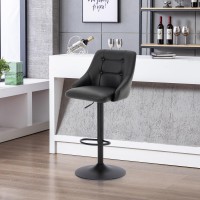 Brage Living Swivel Bar Stool With Back Adjustable Pu Leather Tufted Barstool Upholstered Counter Height Airlift Bar Chair For