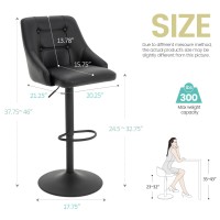 Brage Living Swivel Bar Stool With Back Adjustable Pu Leather Tufted Barstool Upholstered Counter Height Airlift Bar Chair For