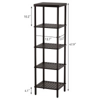 Amazerbath Bamboo Bathroom Shelf 5Tier Bathroom Standing Shelves Multifunctional Storage Rack For Living Room Bedroom Kitchen