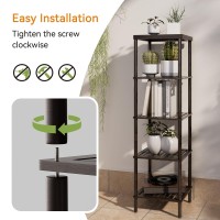 Amazerbath Bamboo Bathroom Shelf 5Tier Bathroom Standing Shelves Multifunctional Storage Rack For Living Room Bedroom Kitchen