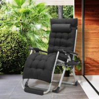 Monibloom Zero Gravity Lounge Chair With Cushion Padded Patio Anti Gravity Recliner Foldable Outdoor Lounger With Cup Holder T