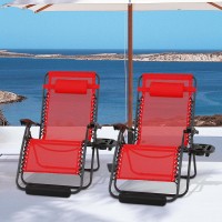 Monibloom 29Inch Oversized Zero Gravity Chairs Set Of 2 Patio Anti Gravity Recliner Xl Foldable Outdoor Lounger With Cup Hold