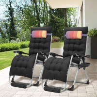 Monibloom Zero Gravity Lounge Chairs Set Of 2 With Cushion Padded Patio Anti Gravity Recliner Foldable Outdoor Lounger With Cu