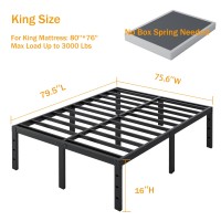 Shland Bedframeking16 Inch Heavy Duty Metal King Size Bed Frame No Box Spring Needed Mattress Foundation Easy Assembly Sto