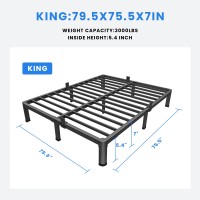 Maf 7 Inch King Metal Platform Bed Frame With Round Corner Legs 3000 Lbs Heavy Duty Steel Slats Support Noise Free No Box Spr