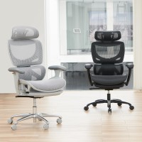 Ergonomic Mesh Office Chair With Footrest Executive High Back Computer Desk Chair With Wide Headrest And Adjustable 3D Arms Ba