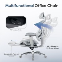 Ergonomic Mesh Office Chair With Footrest Executive High Back Computer Desk Chair With Wide Headrest And Adjustable 3D Arms Ba