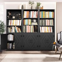 SEJOV Tall Bookshelves, 5-Tier Farmhouse Bookshelf with Cabinet Doors, 71