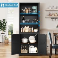 SEJOV Tall Bookshelves, 5-Tier Farmhouse Bookshelf with Cabinet Doors, 71