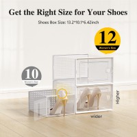 Kuject Xlarge Shoe Storage Boxes Organizers Clear Plastic Stackable 9 Pack Shoe Rack Holder Substitute Sneaker Containers