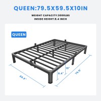 Maf 10 Inch Queen Metal Platform Bed Frame With Round Corner Legs 3000 Lbs Heavy Duty Steel Slats Support Noise Free No Box S