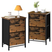 Yoobure Night Stand Set 2 Nightstand With 2 Fabric Drawers Small Wood Nightstands For Bedroom Bedside Tables With Drawers For