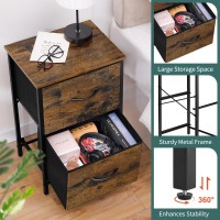 Yoobure Night Stand Set 2 Nightstand With 2 Fabric Drawers Small Wood Nightstands For Bedroom Bedside Tables With Drawers For