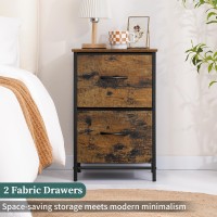 Yoobure Night Stand Set 2 Nightstand With 2 Fabric Drawers Small Wood Nightstands For Bedroom Bedside Tables With Drawers For