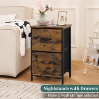 Yoobure Night Stand Set 2 Nightstand With 2 Fabric Drawers Small Wood Nightstands For Bedroom Bedside Tables With Drawers For