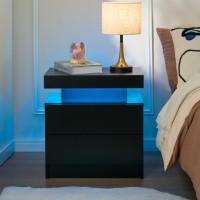 I-Aplus Night Stand Set 2 Bedside Tables For Bedrooms Set 2 Led Nightstand With 2 Drawers For Bedroom  Living Room