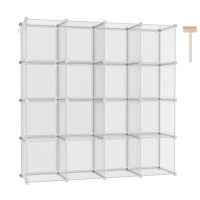 Cahome Cube Storage Organizer 16Cube Shelves Units Plastic Storage Cubes Diy Closet Organizer Modular Closet Storage Shelf