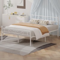 Vecelo Queen Size Bed Frame With Headboard 14 Inch Metal Platform Mattress Foundation No Box Spring Needed Squeak Resistant