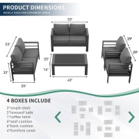 Amopatio Aluminum Patio Furniture Set 7 Pieces Modern Patio Conversation Sets Outdoor Sectional Metal Sofa With Coffee Table F