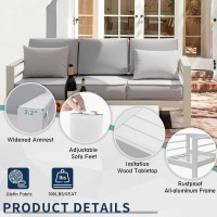 Amopatio Aluminum Patio Furniture Set 7 Pieces Modern Patio Conversation Sets Outdoor Sectional Metal Sofa With Coffee Table F