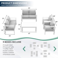 Amopatio Aluminum Patio Furniture Set 7 Pieces Modern Patio Conversation Sets Outdoor Sectional Metal Sofa With Coffee Table F