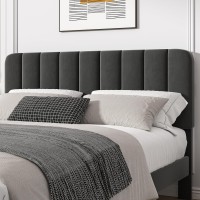 Vecelo Full Size Upholstered Bed Frame With Adjustable Headboard Velvet Platform Bedframe Mattress Foundation Strong Wood Slat