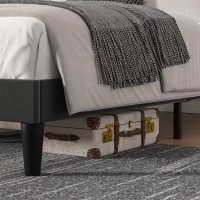 Vecelo Full Size Upholstered Bed Frame With Adjustable Headboard Velvet Platform Bedframe Mattress Foundation Strong Wood Slat