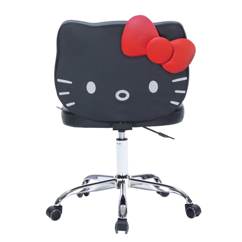 Impressions Vanity Hello Kitty Faux Leather Swivel Vanity Chair For Makeup Desk Armless Desk Chair With 5 Smooth Wheels Adjust