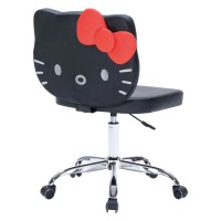 Impressions Vanity Hello Kitty Faux Leather Swivel Vanity Chair For Makeup Desk Armless Desk Chair With 5 Smooth Wheels Adjust